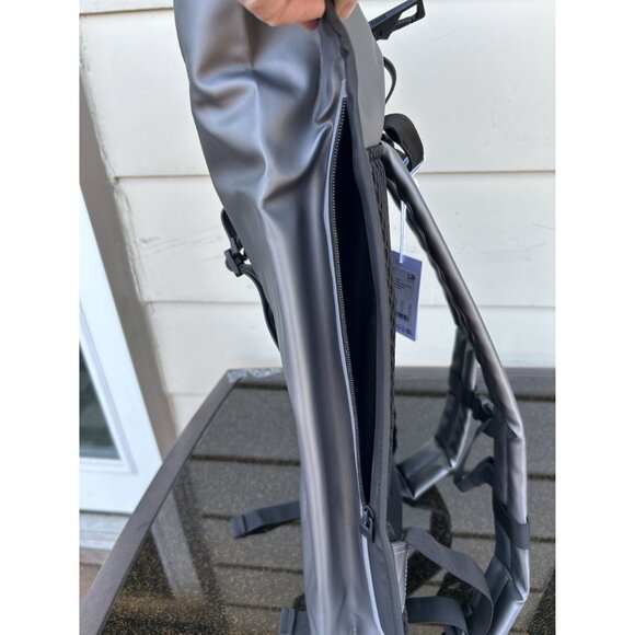Rains Rolltop Rucksack W3, Metallic Grey, Waterproof, Padded Straps - Picture 4 of 8